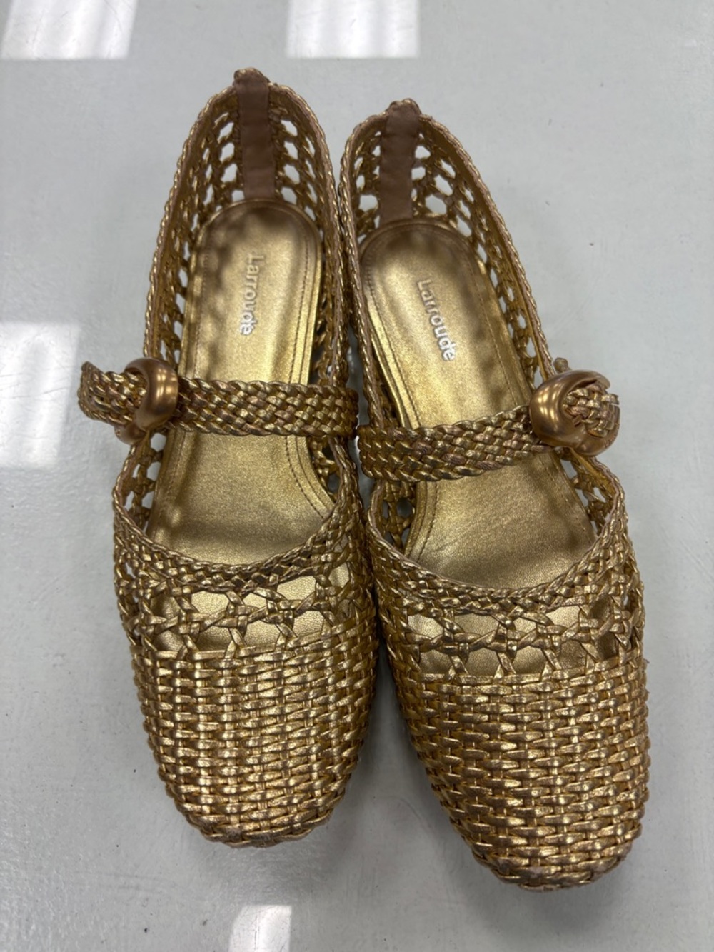 Larroude Verona macrame gold ballet Flats 7